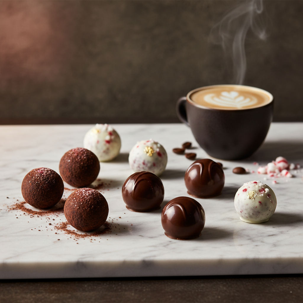 Luxury truffle chocolates scene